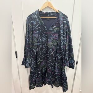 Kate Spade Black and Blue Patterned Midi Dress